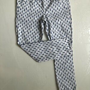 J. Crew TOOTHPICK Blue and White Floral Print Pants - size 31 ankle